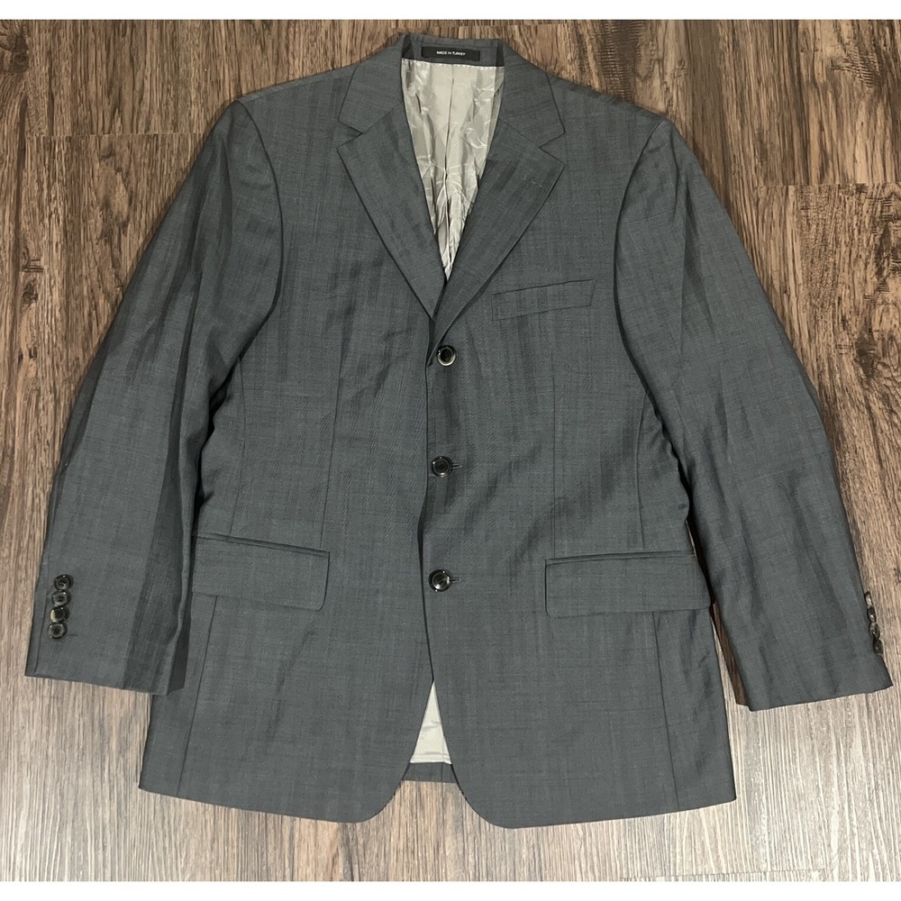 Boss Hugo Boss Blazer Men's Size 38S Plaid Gray Wool Super 100 Scorsese/movie